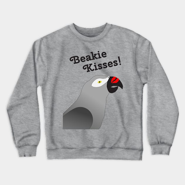 Beakie Kisses African Grey Parrot Crewneck Sweatshirt by Einstein Parrot